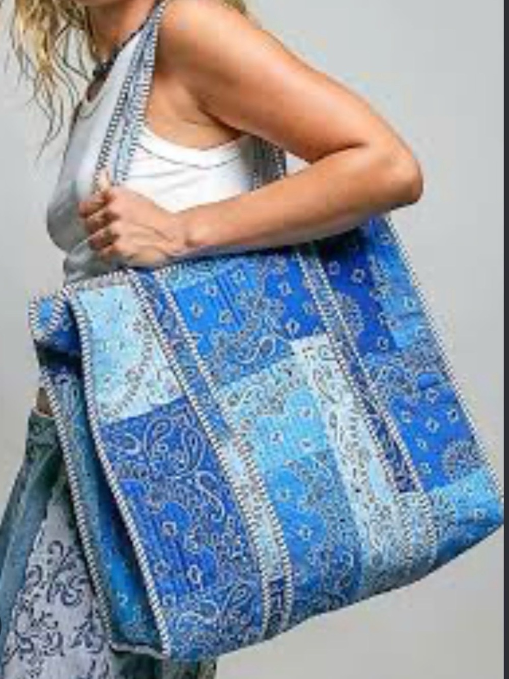 POL Blue Patchwork Tote Women's Large Fashion Shoulder brand new in bag w/tags!